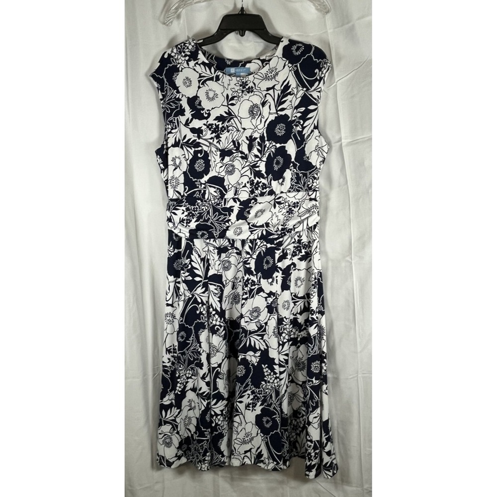 Koret Blue White Floral Sleeveless Dress Size Large - Picture 2 of 15